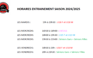 REPRISE DES ENTRAINEMENTS SAISON 2024/2025