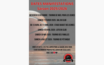 Dates de manifestation saison 2025/2026