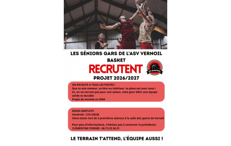 RECRUTEMENT SENIORS GARCONS SAISON 2026/2027